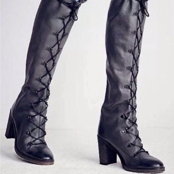 Free People Memphis Gray Lace Up Boots - Picture 1 of 15